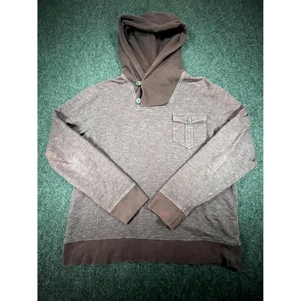 Banana Republic Hoodie Men's Medium Brown Single Chest Flap Pocket Pullover